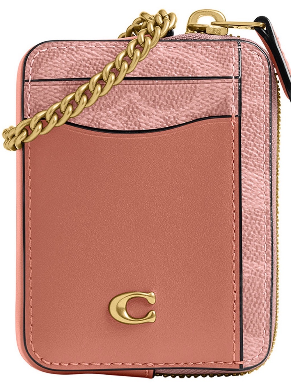 NWT coach Essential Signature Canvas Chain Card Case 🩷
